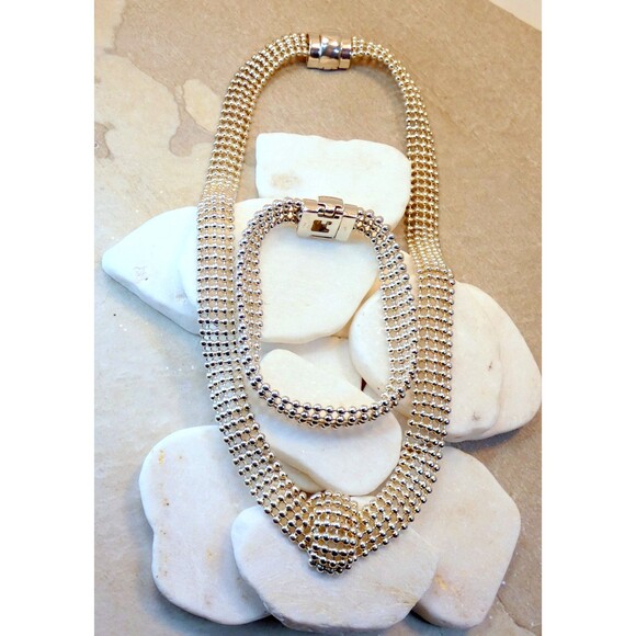 VTG Signed Modern Sterling Silver "Italy" Necklace Bracelet Set  75 gr - Picture 8 of 11